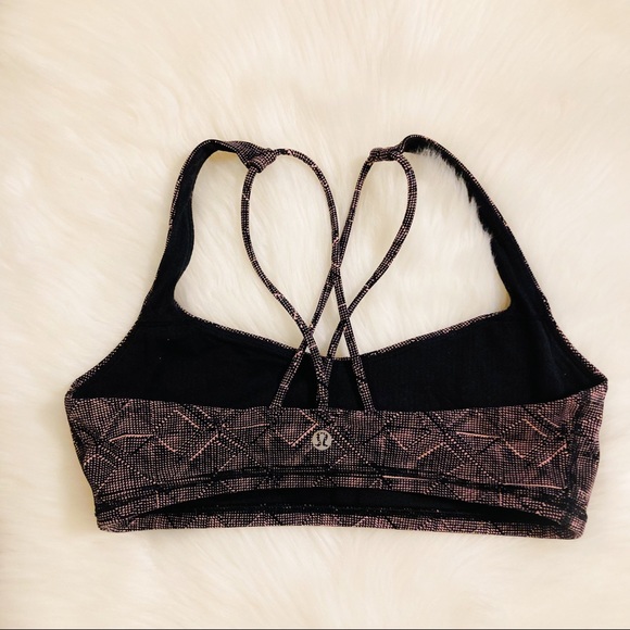 Lululemon Pink and Black Geometric Patterned Athletic Sports Bra 8 Medium - Picture 2 of 6